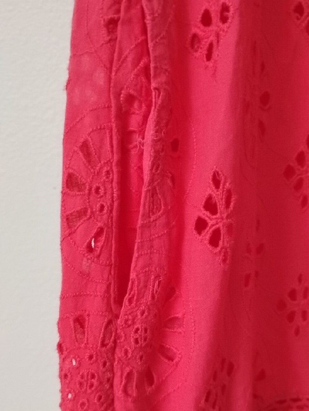 Anthropologie Red Eyelet Ruffle Shift Dress - Picture 11 of 16
